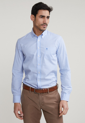 Slim fit striped shirt with pocket blue/white