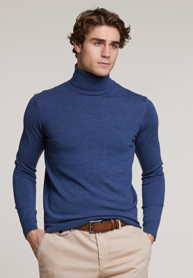 Slim fit basic merino roll neck sweater lt oriental mix