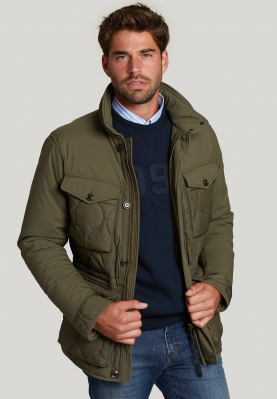 Quilted jacket applied pockets olivero