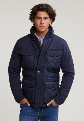 Quilted jacket applied pockets oxy navy