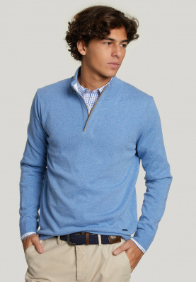 Custom fit wool-cashmere sweater sky mix