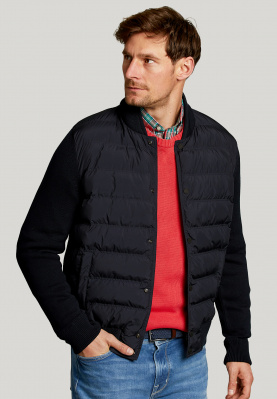 Custom fit quilted cardigan navy