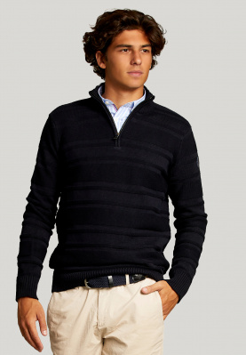 Custom fit pima cotton sweater navy