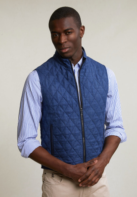 Checked quilted bodywarmer blue