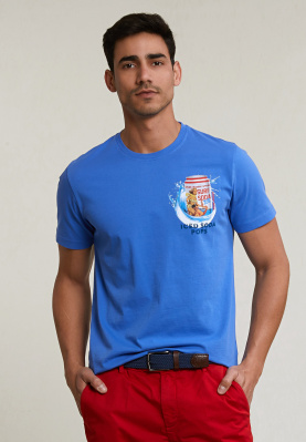 Normal fit basic T-shirt short sleeves evening blue