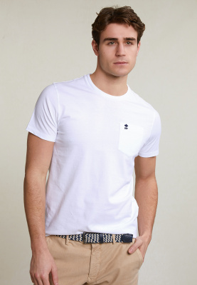 T-shirt ajusté coton pima à poche blanc