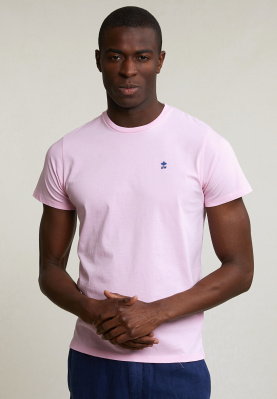 T-shirt ajusté basique coton pima col rond flamingo