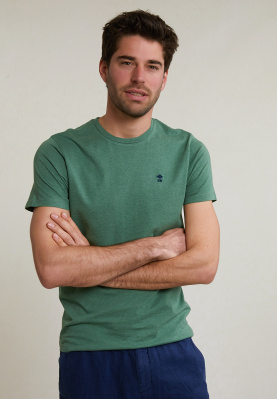 T-shirt ajusté basique coton pima col rond island green mix