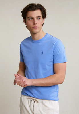 T-shirt ajusté basique coton pima col rond lt caribbean blue