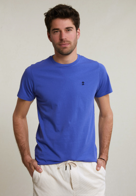 Custom fit basic pima cotton crew neck T-shirt reef blue
