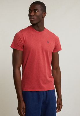 T-shirt ajusté basique coton pima col rond scarlet mix