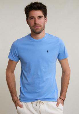 Custom fit basic pima cotton crew neck T-shirt sky
