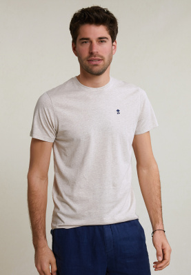 T-shirt ajusté basique coton pima col rond sand mix