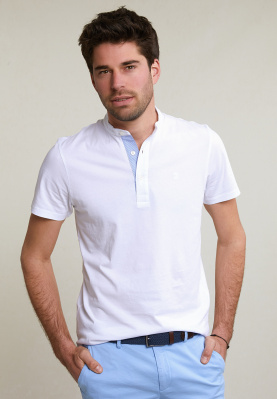 Custom fit katoenen T-shirt korte mouwen wit