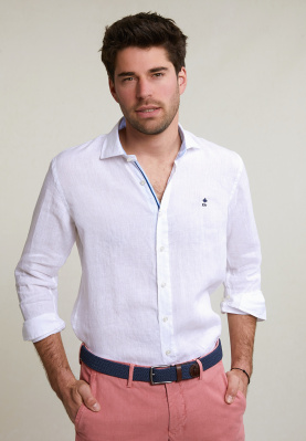 Custom fit linnen hemd wit