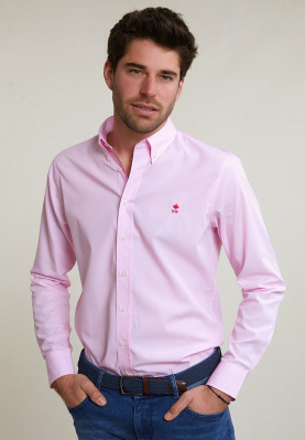 Slim fit uni cotton shirt pink