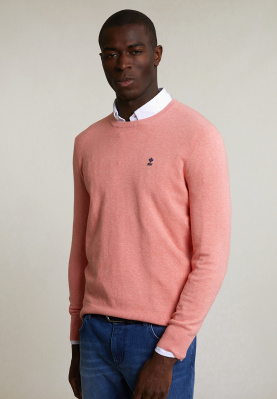 Normal fit basic cotton crew neck pullover sunset mix