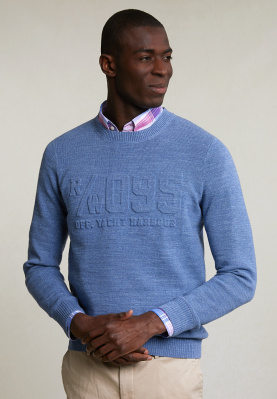 Custom fit cotton crew neck sweater lake mix