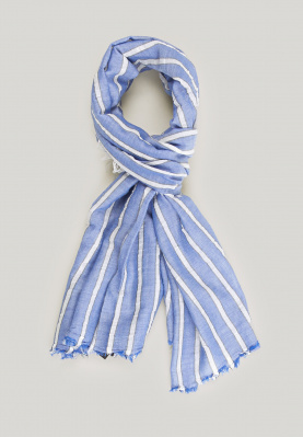 Foulard rayé coton bleu