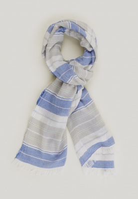 Multi striped cotton-linen scarf