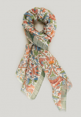 Multi floral cotton-linen scarf