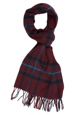 Red check patterned wool scarf