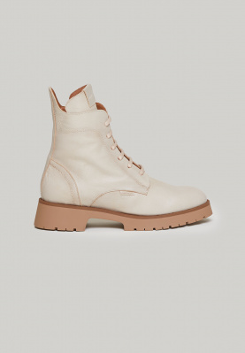 Beige ankle boots with laces