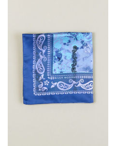 Blue paisley patterned square scarf