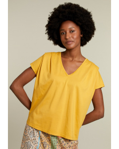 Yellow cotton v-neck t-shirt