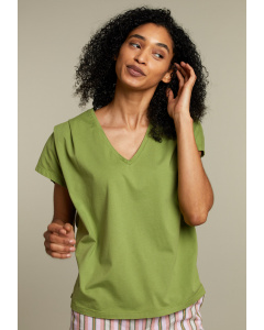 Green cotton v-neck t-shirt