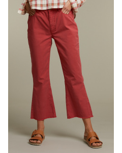 Red cropped bootcut pants