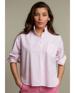 Striped loose chest pocket shirt