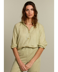 Green linen long sleeves shirt