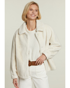 Off white faux fur short coat