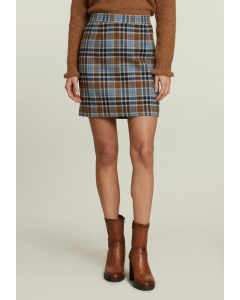 Multi checked skirt applied backpocket