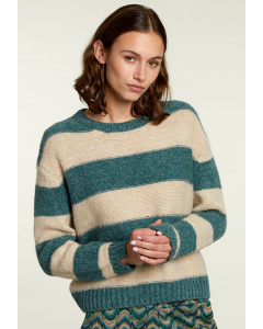 Green/beige striped pullover