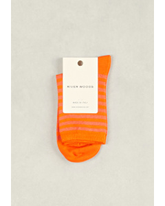 Oranje/roze gestreepte glitter sokken