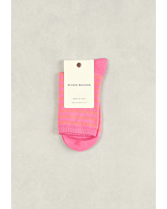 Roze/oranje gestreepte glitter sokken