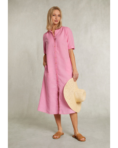 Pink long linen dress