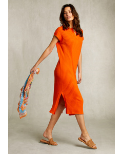 Oranje mouwloze geribbelde jurk