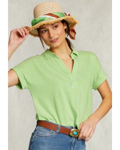 Off white/green striped T-shirt polo collar