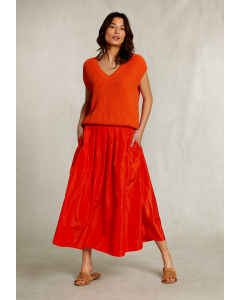 Orange long taffeta skirt