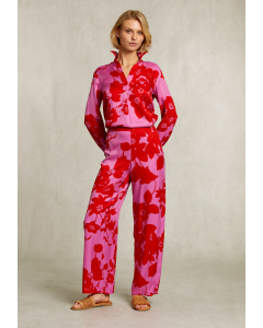 Red/pink floral pants elastic waist