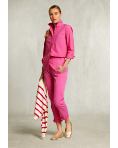 Roze katoenen broek elastische taille