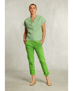 Green cotton pants elastic waist