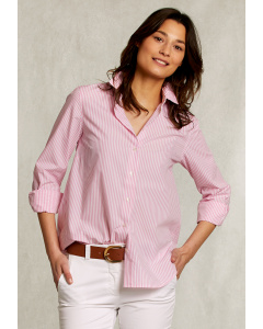 Pink/white striped centered blouse
