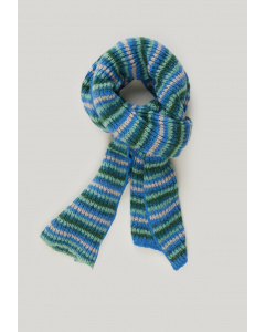 Groen/blauw gestreepte geribde sjaal