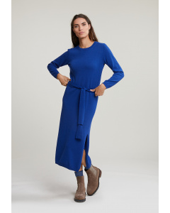 Blue long belted dress