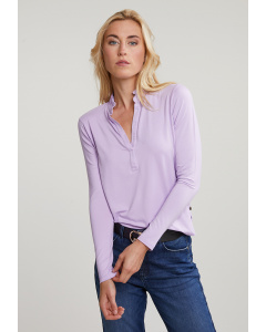 Lilac V-neck T-shirt ruffle collar