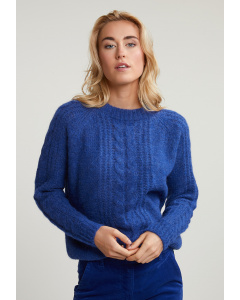 Blue alpaca cable sweater